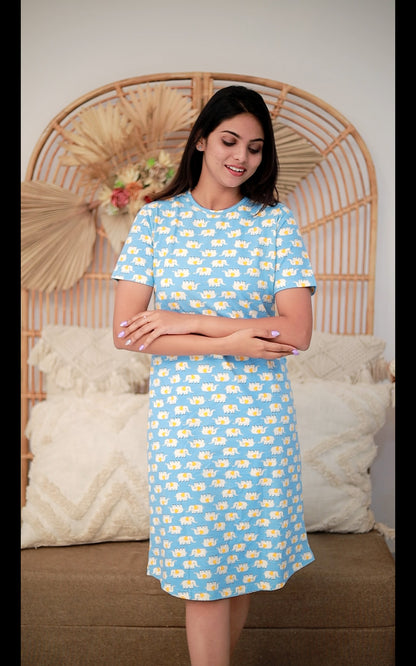 Middle Blue cute elephant Sleep dress