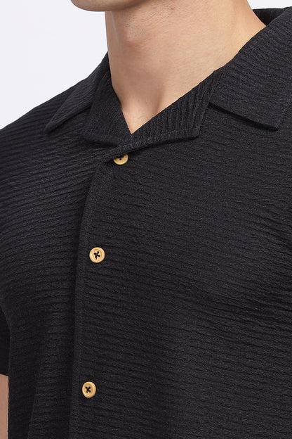 Textured Black Men's Shirt