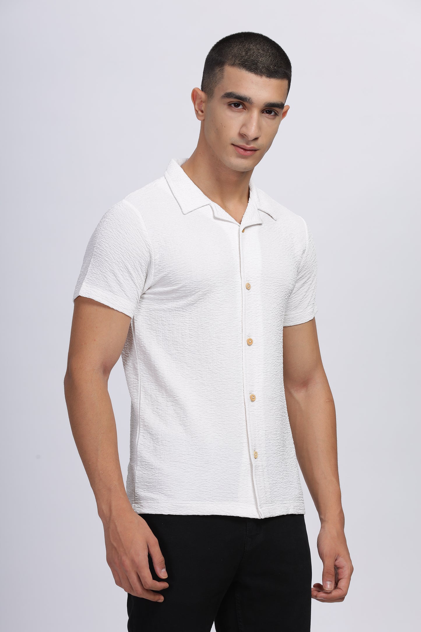 Textured Black Men's Shirt