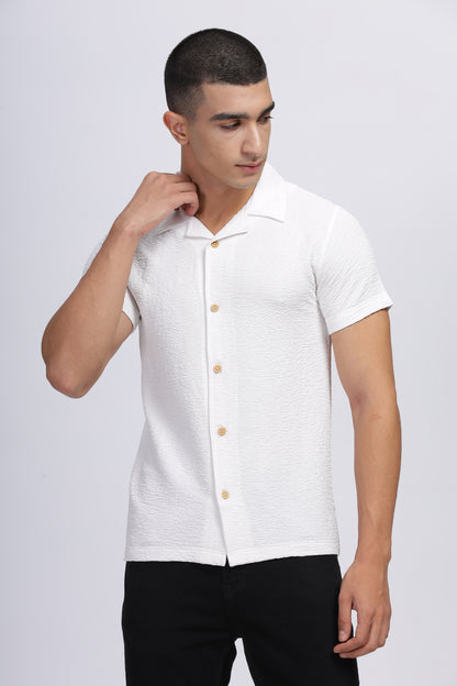 Textured White Men's Shirt