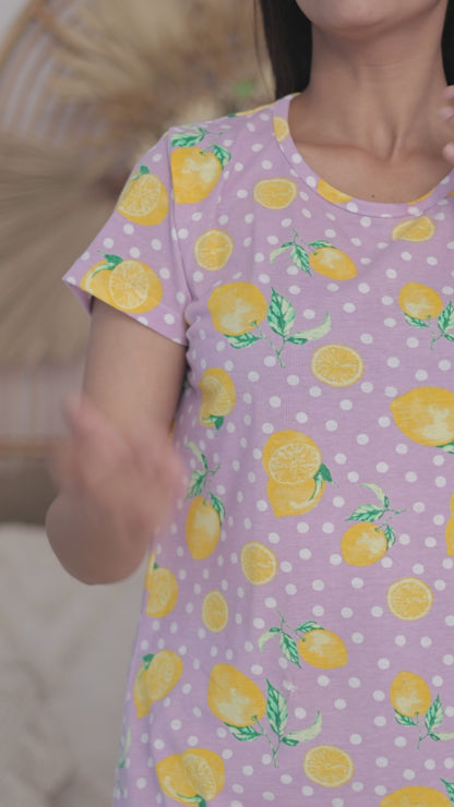 Lavender with Orange Slice Sleep Dress