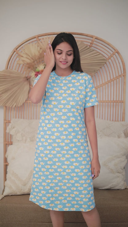 Middle Blue cute elephant Sleep dress