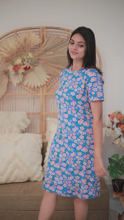 Floral Blue Sleep Dress