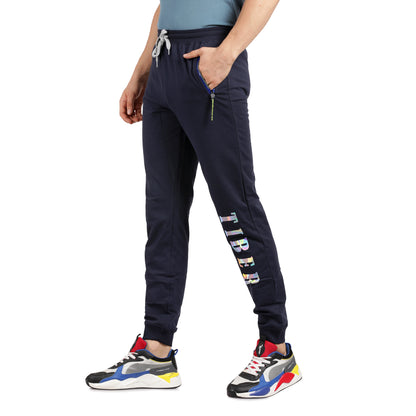 Side Zipper Navy Blue Men's Jogger Pants