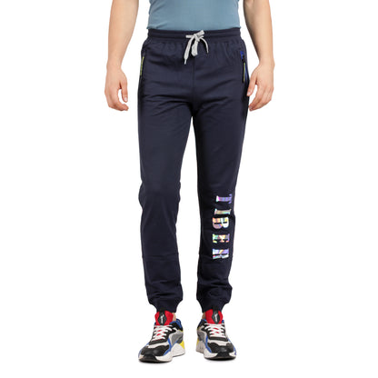 Side Zipper Navy Blue Men's Jogger Pants