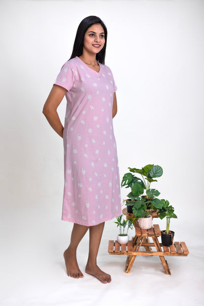 Blush Pink Boo- Boo Sleep Dress