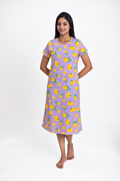 Lavender with Orange Slice Sleep Dress