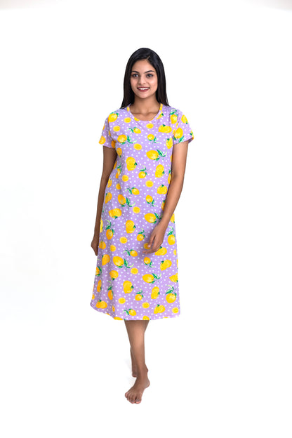 Lavender with Orange Slice Sleep Dress